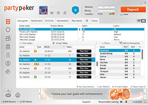 Party Poker Cash Game Lobby
