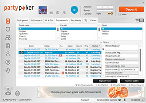 Party Poker Tournament Lobby