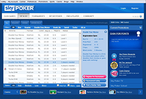 Sky Poker Sit and Go Lobby